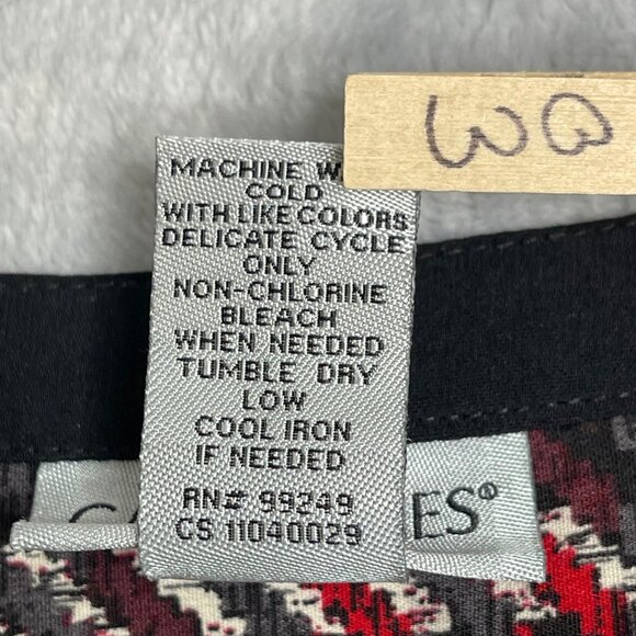 Catherines V Neck Printed Tunic Top Red Black Womens Plus Size 1XWP Petite - Picture 4 of 8